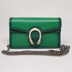 Authentic Gucci Dionysus Super Mini Green Leather Chain Bag Crossbody Luxury Bag
